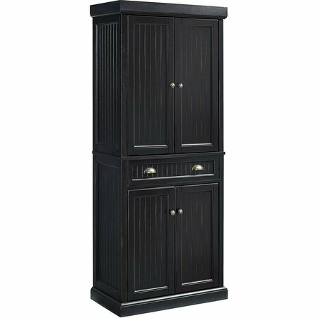 CROSLEY Seaside Kitchen Pantry Cabinet - Distressed Black CF3103-BK